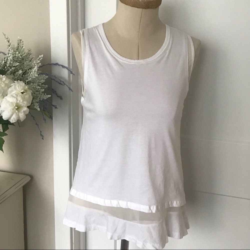 J.Crew Layered Crew Neck Shell With Zip‎ White XS